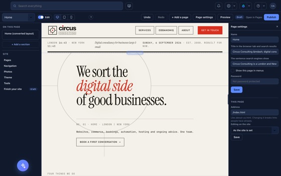 Canvas: the page itself is the workspace