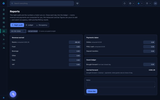 Reports and the night audit