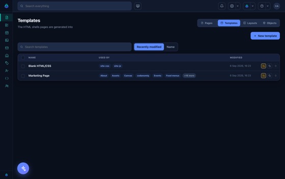 Templates: the shell every page built on it shares